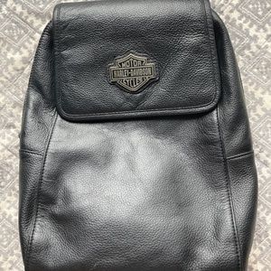 Harley-Davidson black leather backpack purse